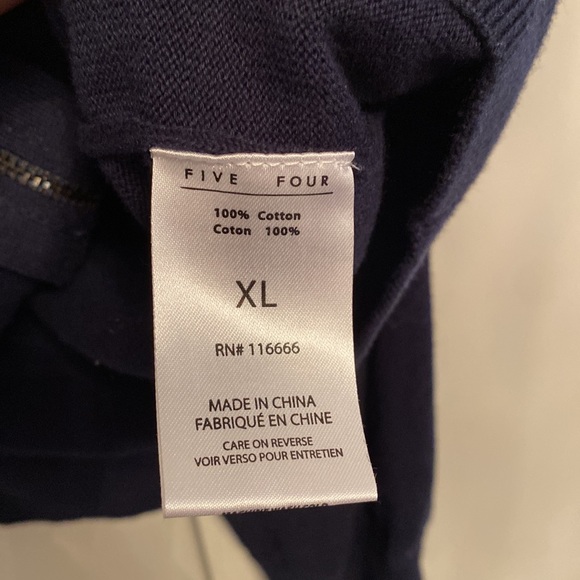 FIVE FOUR zipper cardigan with elbow patches navy blue XL - Picture 4 of 4